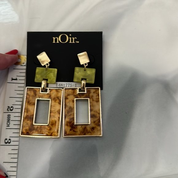 NEW Noir Open Rectangle Drop Earrings - Picture 2 of 8